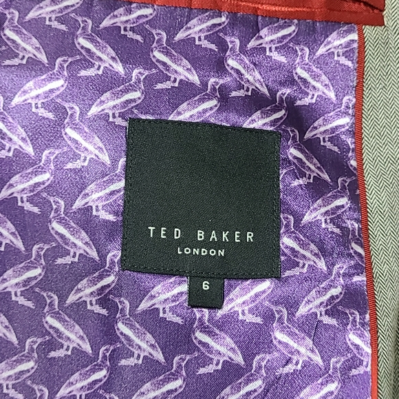 TED BAKER Popping' Modern Trim Fit Herringbone Sport Coat Mens Size Ted 6/ US 44 - Picture 13 of 16
